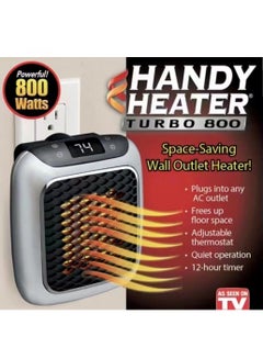 Buy Space Heater With Led Display Wall Outlet Electric Heater With Adjustable Thermostat Handy Heater Turbo, 800 Watt Wall Outlet Heater in UAE