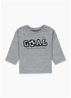 Buy Boys Grey Long Sleeve Goal T-Shirt in Egypt