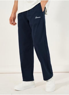 Buy Signature Relaxed Open Hem Joggers with Embroidery in Saudi Arabia