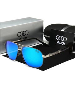 Buy New Audi High Quality Sunglasses Men's Polarized Sunglasses Protects You from UV Rays Metal Gunmetal Framed Blue Lenses in Saudi Arabia