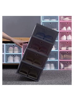 Buy Plastic Shoe Box 12 Pack, Storage Shoes Container (Black) in UAE