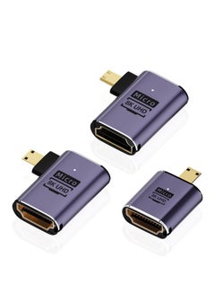 Buy Micro HDMI to HDMI Adapter, 3 Pcs 8K 90 Degree Left and Right Angle, Micro HDMI Male to HDMI Female Cable, for Sony A6000, Raspberry Pi 4, GoPro Hero 7 and Other Sport Camera in UAE