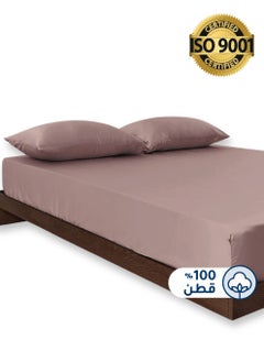 Buy Cotton Fitted Sheet Set, 100% Cotton, 200 TC, 3 Pieces King Size with 35 cm Deep Pocket in Saudi Arabia