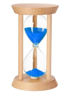 Buy Sand Timer, 30 Minutes Wood Base Hourglass Sandglass Clock for Childrens Teeth Brushing Kitchen Cooking Game School Office Home Decoration (30 min, Wood/Blue) in UAE