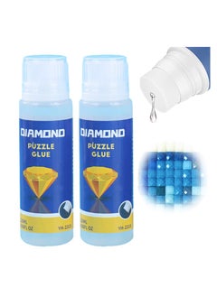 اشتري 2PCS Diamond Painting Glue Sealing Wax Jigsaw Adhesive 240ML Diamond Painting Sealer Permanent Fixing and Glittering Effect Diamond Handicrafts Brightening Prevents Shedding Comes with Sponge Tip في الامارات