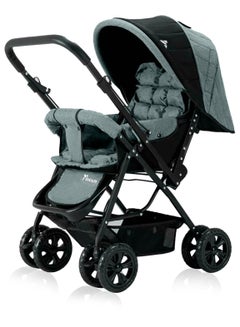Buy Reversible Look At Me Baby Stroller With Wide Seat And Stylish Canopy - Dark Grey in UAE