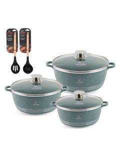 Buy Cookware Set 8 pieces - Pots set Induction Bottom, Granite Non Stick Coating 100% PFOA FREE, Die Cast Cooking Set include Casseroles And Kitchen Utensils in UAE