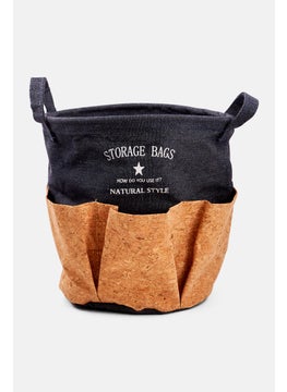 اشتري Storage Basket 24 H x 19 Dia cm, Navy/Tan في الامارات