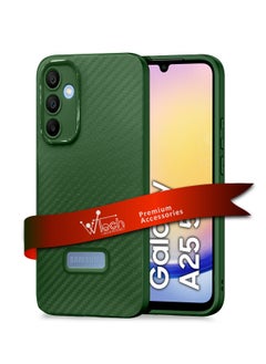 Buy Soft Liquid Silicone Carbon Fiber Texture Case Cover For Samsung Galaxy A25 5G 2023 Dark Green in UAE