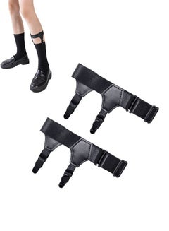 اشتري 1 Pair Fashion Adjustable Leg Garter Belt with Anti-Slip Clips, Elastic Thigh Garter for Thigh High Socks Stocking Suspender, Fixed Clip Garter Belt for Women&Men(Black) في الامارات