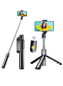 Buy Cell Phone Selfie Stick 3 in 1 Bluetooth Selfie Stick Tripod Extendable and Portable Selfie Stick with Detachable Wireless Remote & Stable Tripod Stand Compatible with iPhone/Galaxy/Huawei etc in UAE