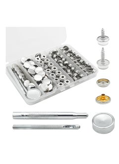 Buy Canvas Snap Kit, Heavy Duty Snap Fastener Kit, Stainless Steel Snap Button Kit, 20 Sets 10mm Snaps and 20 Sets 15mm Snaps, Suitable for Boat Cover, Tarps, Canvas, Leather in UAE