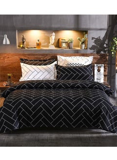 Buy 6-Piece Duvet Cover Set, Cotton Quilt Cover Set, Double Side Design, Black/White 200×230cm in Saudi Arabia