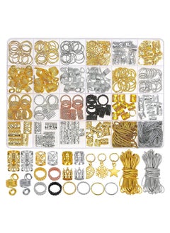 Buy 259PCS Hair Jewelry Accessories for Women Braids, Hair Loc Wire Wrapped Adornment for Dreadlock, Hair Aluminum Beads Charms Gold Braids Ring Cuffs Clips with Pendants for Hair Decorations in UAE