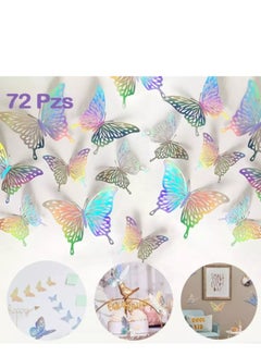 Buy 3D Butterfly Wall Decor 72 Pcs 6 Styles 3 Sizes Removable Metallic Wall Sticker Room Mural Decals for Kids Bedroom Nursery Classroom Party Decoration Wedding Decor DIY Gift Gold in UAE