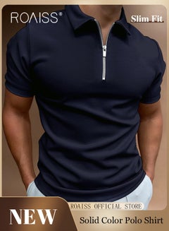 Buy Men's Polo Shirt - Solid Color Short Sleeve Lapel T-Shirt - Casual Fit - Summer Fashion Essential in UAE