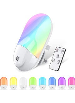 Buy LED Night Light, Plug in Wall, Automatic Dusk to Dawn Sensor RGB Color Changing Night Lights, Remote Control Color Change LED Night Light for Bedroom, Hallway, Kitchen, Stairs in Saudi Arabia