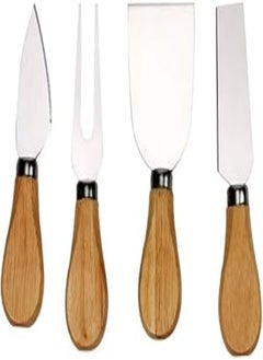 اشتري 4 Pieces Set Cheese Knives with Wood Handle Steel Stainless Cheese Slicer Cheese Cutter في مصر