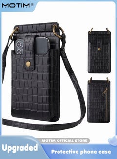Buy Crossbody Wallet Phone Case for iPhone 14/14 Pro/14 Plus/14 Pro Max Premium Leather Shockproof Cover with Strap Card Slots and Makeup Mirror for Women in Saudi Arabia