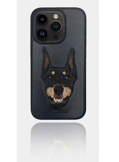 Buy Curtis Series Embroidery Dog Phone case Compatible with iPhone 15 Pro - Black in UAE