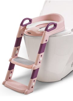 Buy Aura Baby Potty Seat With Ladder For Western Toilets Kids Toilet Potty Training Seat For Baby With Handle Cushion Kids Potty Chair Kids Potty Seat For Baby Kids 2 To 5 Years Boys Girls Pink in Saudi Arabia