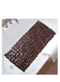 Buy Non-Slip Bathtub Mat PVC Shower Mat Anti-Slip Pebbles Bath Mat with Suction Cups and Drain Holes for Kitchen Balcony Bathroom Shower, Bathtub (Brown) in UAE