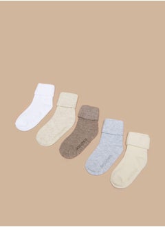 Buy Ribbed Ankle Length Socks - Set of 5 in UAE