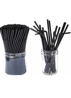 Buy [200 PCS] Disposable Black Straw 6mm Straight Single Wrapped Jumbo Smoothie Straws Extra Wide Boba Bubble Tea Drinking Straws Black in UAE