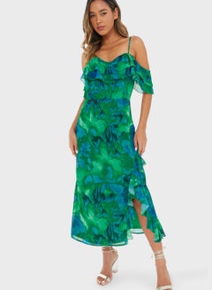 Buy Cold Shoulder Floral Print Dress in UAE