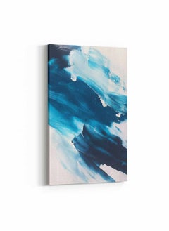 Buy Framed Canvas Wall Art Stretched Over Wooden Frame, Shades Of Blue Abstract Painting, For Home, Living Room, Office Decor in Saudi Arabia