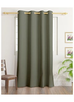 اشتري Solid Dyed Blackout Curtains With Groomets - Polyester-Single Window Curtain- Sound, Sunlight And Heat Insulation- 260X140Cm -  Olive في الامارات