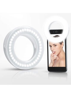 Buy Selfie Ring Light Rechargeable Portable Clip-on Selfie Fill Light with 40 LED for Smart Phone Photography, Camera Video, Girl Makes up in UAE