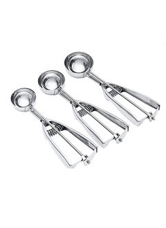 Buy 3 Pcs Ice Cream Scoop, Stainless Steel Ice Cream Scooper with Trigger Release, Large/Medium/Small Cookie Scooper for Baking, Cookie Scoops for Baking Set of 3 with Cookie Dough Scoop in UAE