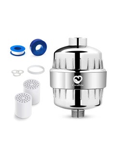 Buy Coralblue 15 Stage Shower Filter with Dual Cartridge - Shower Head Filter -  Hard Water Filter Anti Hair Fall Ideal to Remove Chlorine and Heavy Metals from Water with Calcium Sulphite Beans in UAE