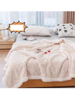 Buy Double Layer Thick Winter Blanket Throw Soft Warm Sherpa Wool Blankets for Beds Plaid Taff Cashmere Lamb Thermal Quilt Bedspread in UAE