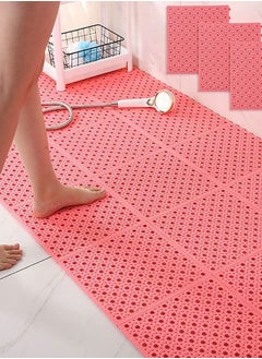 اشتري Interlocking Bathroom Floor Mats,12 PCS Non Slip Shower Mat with Drain Holes Kitchen Bathroom Toilet Drain Pool Patio Wet Area Drainage Tile في السعودية