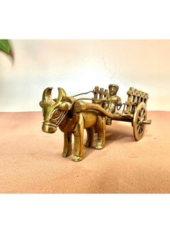 اشتري QUESERSA Brass Bullock cart Table Decor Art Deco Gold Finish Table Decor Metal Figurines showpiece for Living Room | Bedroom | Office Reception Decoration (Art Deco brasscart) في الامارات