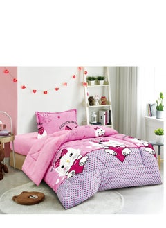 Buy Comforter Set Soft Velvet Winter Bedspread lined With fur With Children's Drawings, 3 pieces, Single size in Saudi Arabia