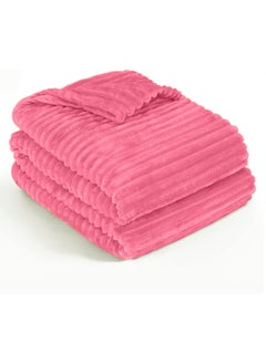 Buy Striped Flannel Fleece Blanket Plush Throw Blanket Super Soft Single Size (160x220cm) for Bed and Sofas, Luxurious Warm and Comfortable in UAE