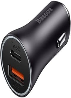 اشتري Baseus Car Charger Golden Contactor Max Dual Fast Charger C+U 60W Dark Gray (CGJM000113) في مصر