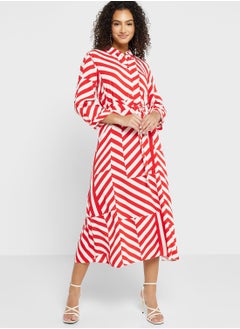 Buy Striped Tie Detail Dress in UAE