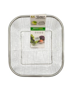 اشتري Stainless Steel Colander 24 cm – Rectangle Mesh Basket Design with 4 Corners, Large Capacity, Ideal for Straining and Rinsing Vegetables, Pasta, and Fruits في الامارات