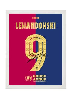 اشتري Robert Lewandowski Barcelona Autographed Jersey - Framed Poster 30x40cm - Football Memorabilia, Soccer Collectible, Gift for Fans في الامارات