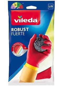 اشتري Protector Durable Reusable Gloves Large Size Red & Yellow 143668 1 Piece في السعودية