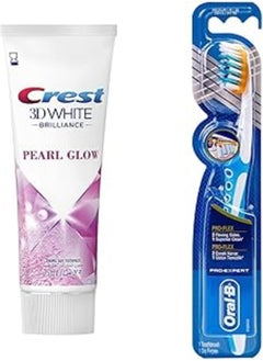 Buy Crest 3D White Brilliance Pearl Glow Toothpaste, 75 ml With Oral-B Pro-Expert Clinic Line Pro-Flex Manual Toothbrush, MultiColor in Egypt