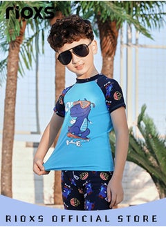 Buy Toddlers Boys 2 Piece Rash Guard Swimsuits Set Swimsuit With Bathing Cap Bathing Cap And Earplug(Pack Of 4) in Saudi Arabia