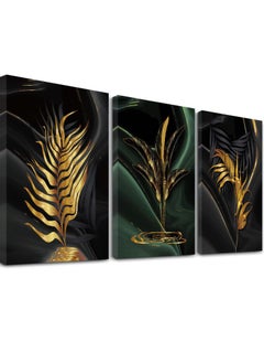 Buy Plant Canvas Painting, Black and Gold Abstract Wall Art Poster, Print Scandinavian Decoration Picture, No Frame Pictures for Bedroom, Living Room, Artwork Home Decor (40*30cm, 3 Pcs) in UAE