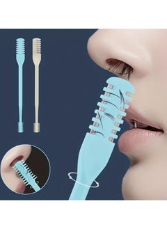 اشتري 2 Pcs Double-sided Knife Nose Hair Scraper,Portable Manual Nostril Cleaning Kit For Men And Women Plastic Washable 360 Degree Rotating Nose Hair Trimmer في الامارات