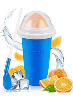 Buy Frozen Magic Slushy Maker Squeeze Cup, Portable Silica Freeze Mug for Milkshake Slush and Ice Cream Smoothie, Quick Frozen Smoothies Slushy Ice Cream Maker with Dome Lids Blue in Saudi Arabia