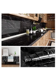 Buy Marble Pattern Water Resistant Sticky Back Wall Paper Furniture Sticker Plastic Roll Peel and Stick Wallpaper Glossy Glitter Effect Contact Paper Vinyl Film Decor Wall Kitchen 40cm to 500cm in UAE